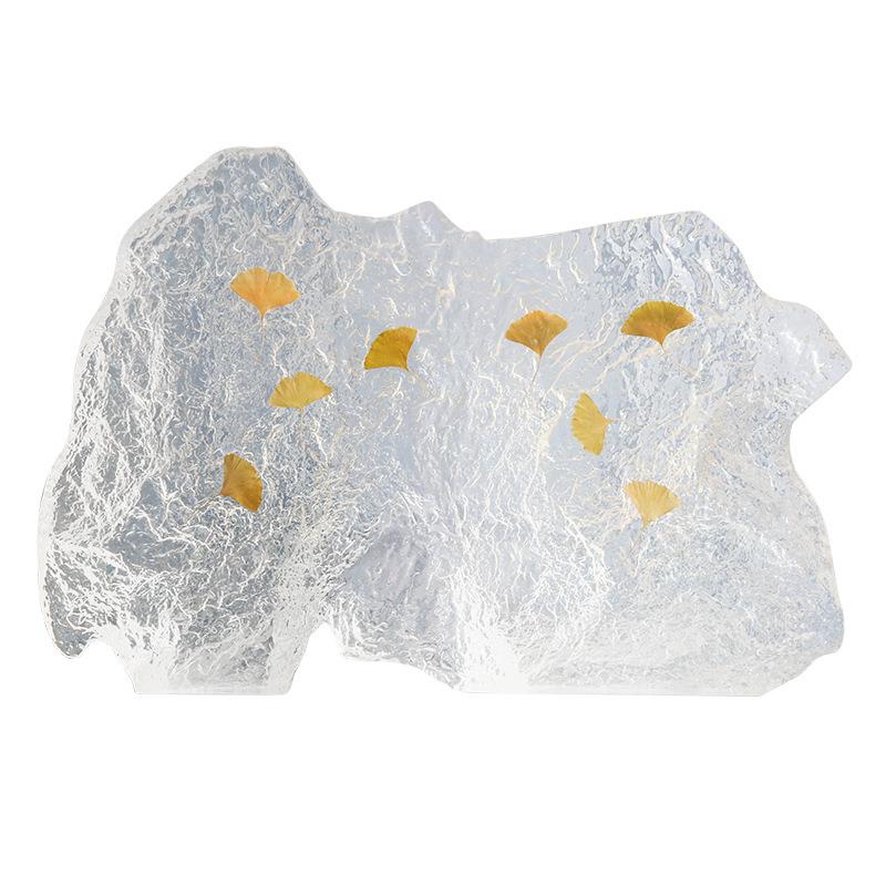 招财金杏叶透明树脂家居客厅酒店玄关电视柜工艺品摆件装饰品礼品