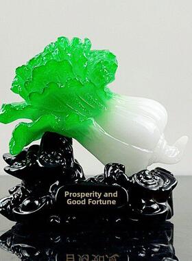 采购产品白菜装饰品，树脂玉色，百财如意玉白菜装饰品，创意桌车