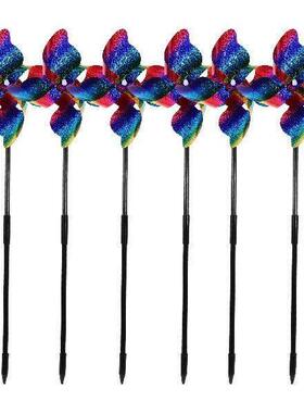 6pcs Windmill Pinwheels 8 Blades Gradient Bird Repellent