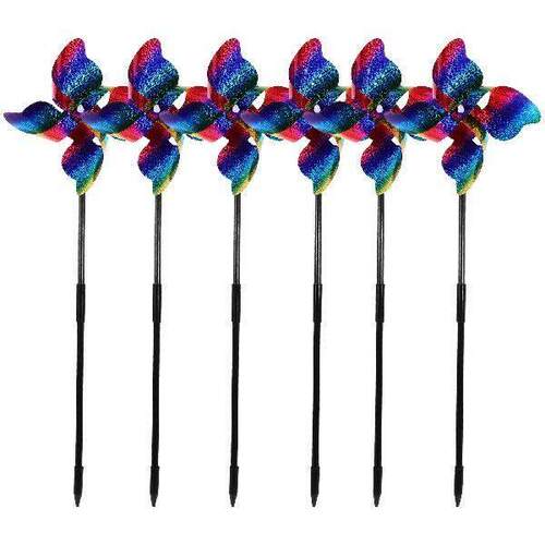 6pcs Windmill Pinwheels 8 Blades Gradient Bird Repellent