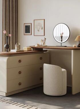 中风全实木漆梳妆台化古妆桌斗柜一体胡桃木FPO烤款感轻新奢