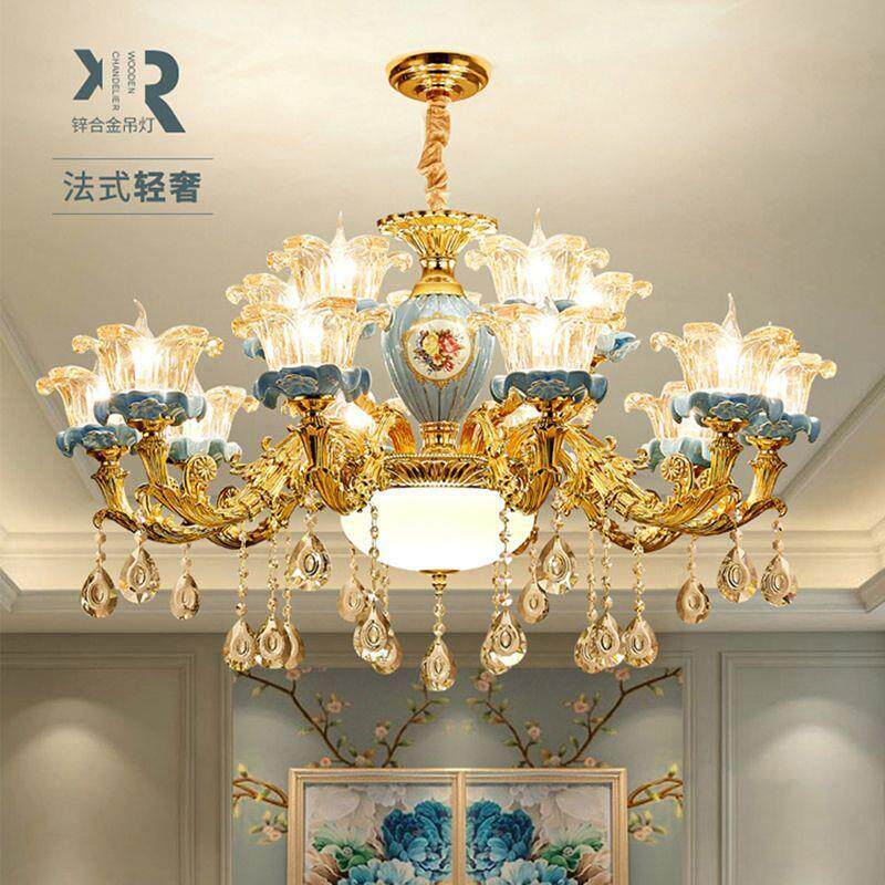 客厅吊灯法式别墅餐厅灯奢华大气现代简约卧室水晶灯欧式灯具套餐