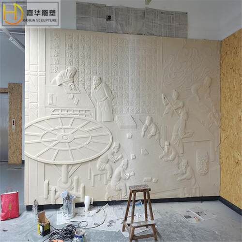 大理石背景墙石雕壁画汉白玉晚霞红砂岩广场人物故事浮雕庭院影壁