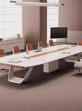 简约现代烤漆会奢议桌长桌大型桌MEL-071-接待洽谈桌轻会室椭圆形