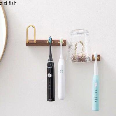 Solid Wood Toothbrush Holder Bathroom No Punching Electric