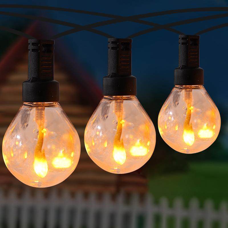 G40火焰泡泡灯串扁插圆插插电款户外防水火焰灯串庭院露营氛围灯