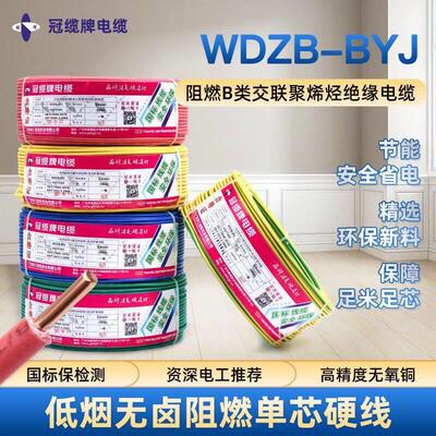珠江电线 线WDZB-BYJ2.5平方N国标铜芯4单芯硬线 线6低烟无卤10阻
