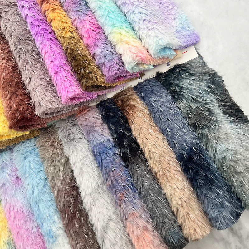 厂家新款 扎染珍珠貂面料 七彩大珍珠绒 彩色高低毛 仿貂绒服装料