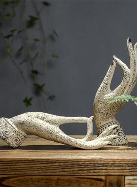 中式风格茶室茶道家居茶馆博古架装饰摆设 创意禅意佛手家俱摆件