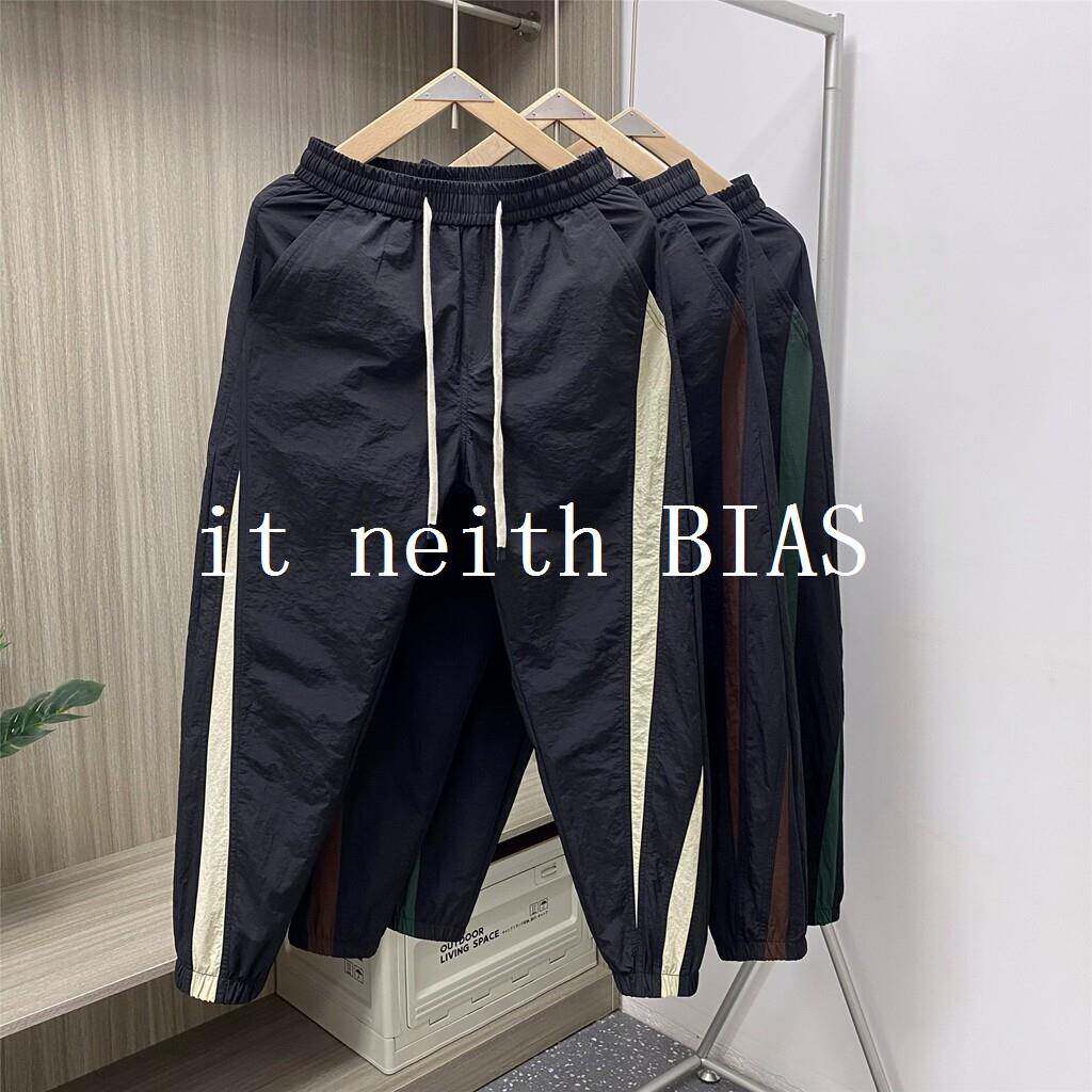 it neith BIAS夏季薄款休闲裤男宽松条纹拼接痞帅速干束脚哈伦裤