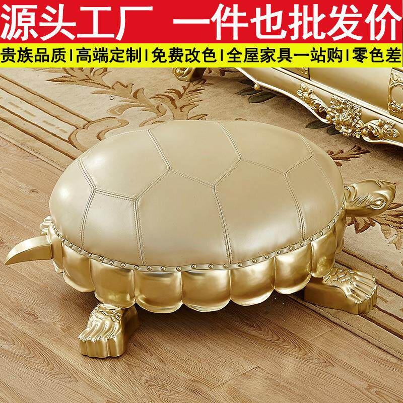 欧式实木金色卧室凳客厅家用凳皮凳奢华矮凳网红换鞋凳子沙发新款