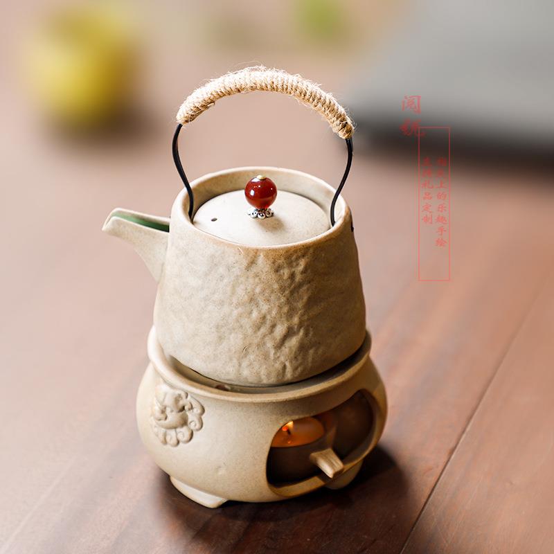 阅锐新粗陶恒温酒精煮茶器提梁壶套装阳台围炉煮茶炉整套陶器