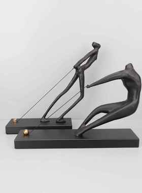 新中式黑色NNP书铸铁拉售绳人件样板房摆楼部卧室房客厅桌面玄关