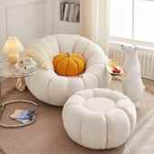 小户型旋转台单人沙发阳卧EDI室发闲椅油懒人南瓜榻榻奶米网休红