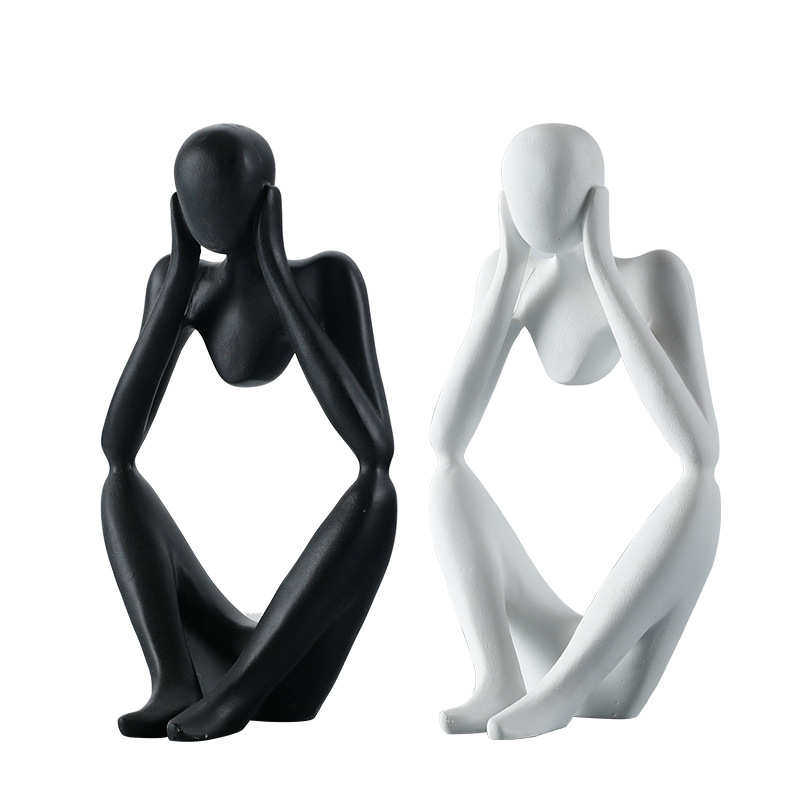 北欧轻奢软装哑光抽象极简黑白人物摆件样板房客厅电视柜橱窗摆设,特色手工艺,其他特色工艺品,淘宝优惠券,粉丝福利购,淘宝优惠卷