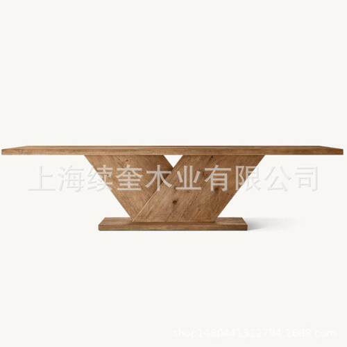 美式RH简约实木长方形餐桌椅组合家用餐厅家具酒店亚马逊出口工厂