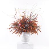 新中式 现代轻奢橙色调仿真花艺插花酒店大堂吧台茶几大餐桌摆件