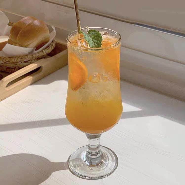 韩式INS网璃杯果汁杯饮品杯高颜值鸡尾酒杯冷饮苏打气泡水杯
