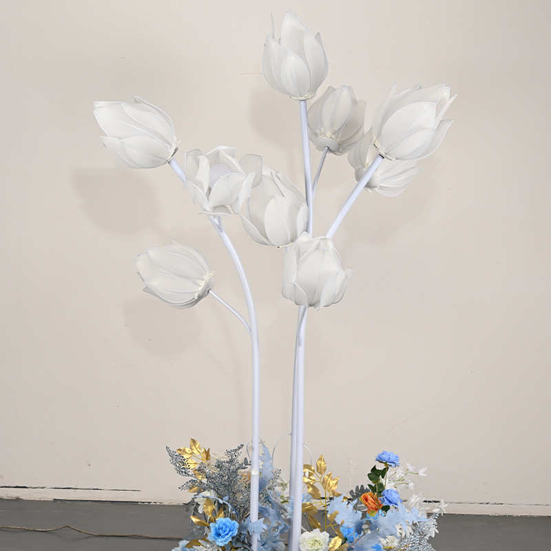 9头玉兰花路引摆件婚庆婚礼舞台发光道具弹力布LED灯泡铁艺背景