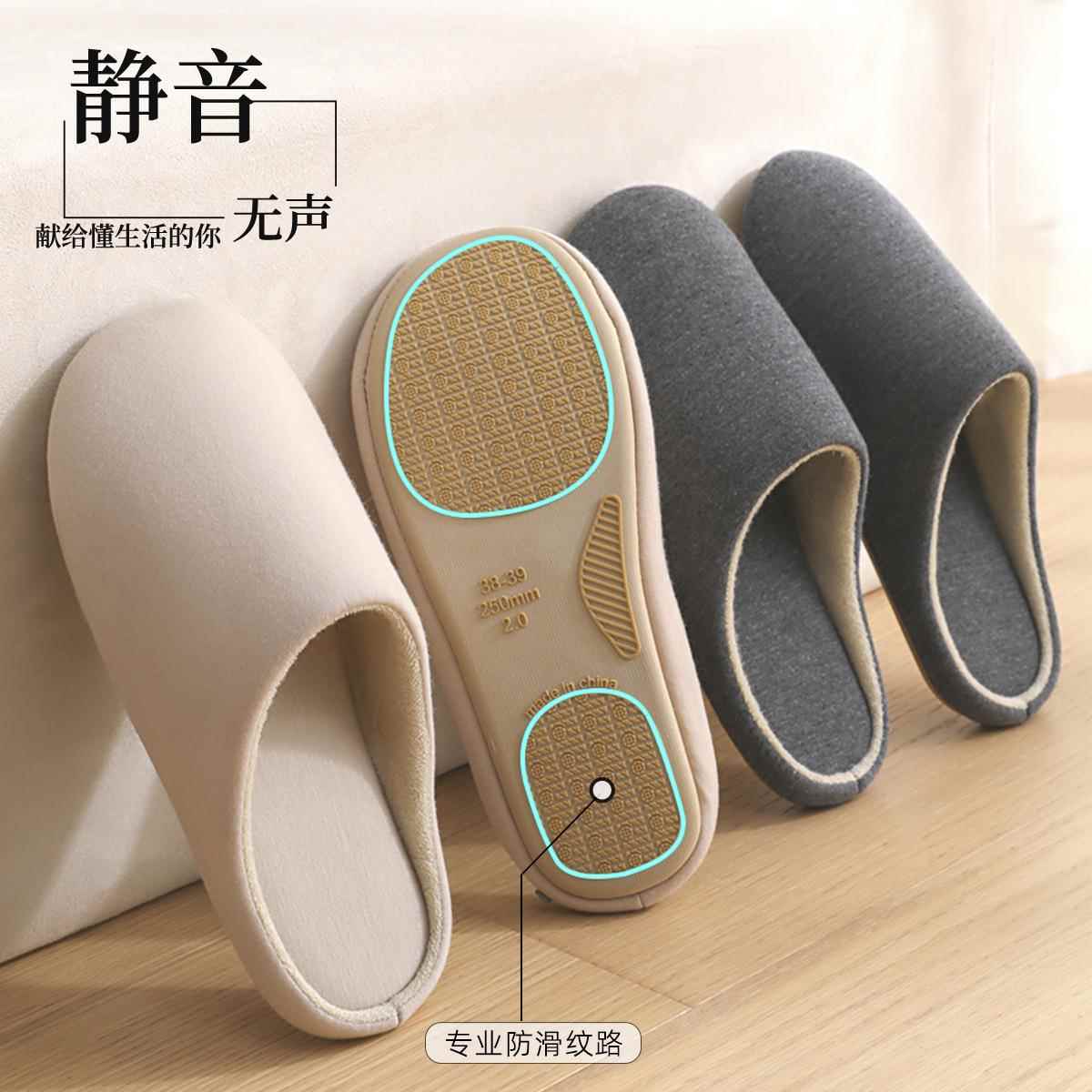利达妮静音拖鞋女冬2023新款室内家居木地板情侣防滑棉拖鞋男