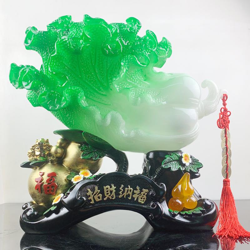 厂家直供树脂仿玉白菜摆件客厅创意家居饰品店铺开业精美礼品