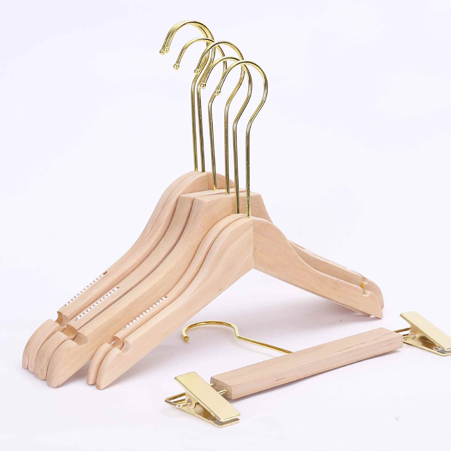 实木衣架服装店无漆木质衣挂木头衣撑原木轻奢衣服架家用裤架