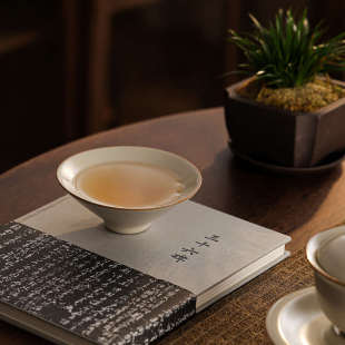 米黄汝窑斗笠杯陶瓷茶杯家用主人杯单杯个人专用茶具茶盏品茗杯