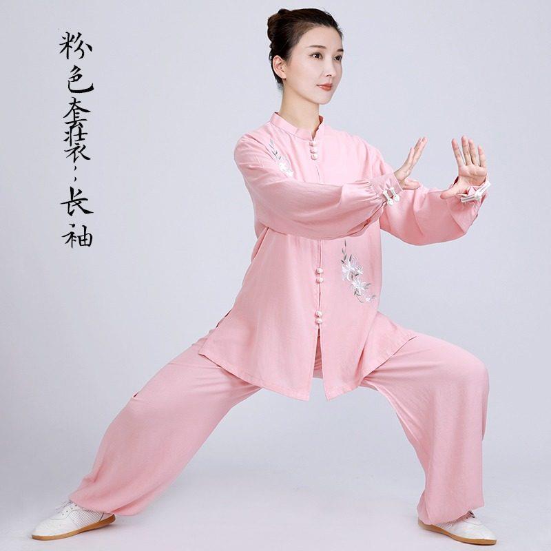 高端新款洋气太极服女装亚麻棉麻太极拳练功服女夏季服装春秋装
