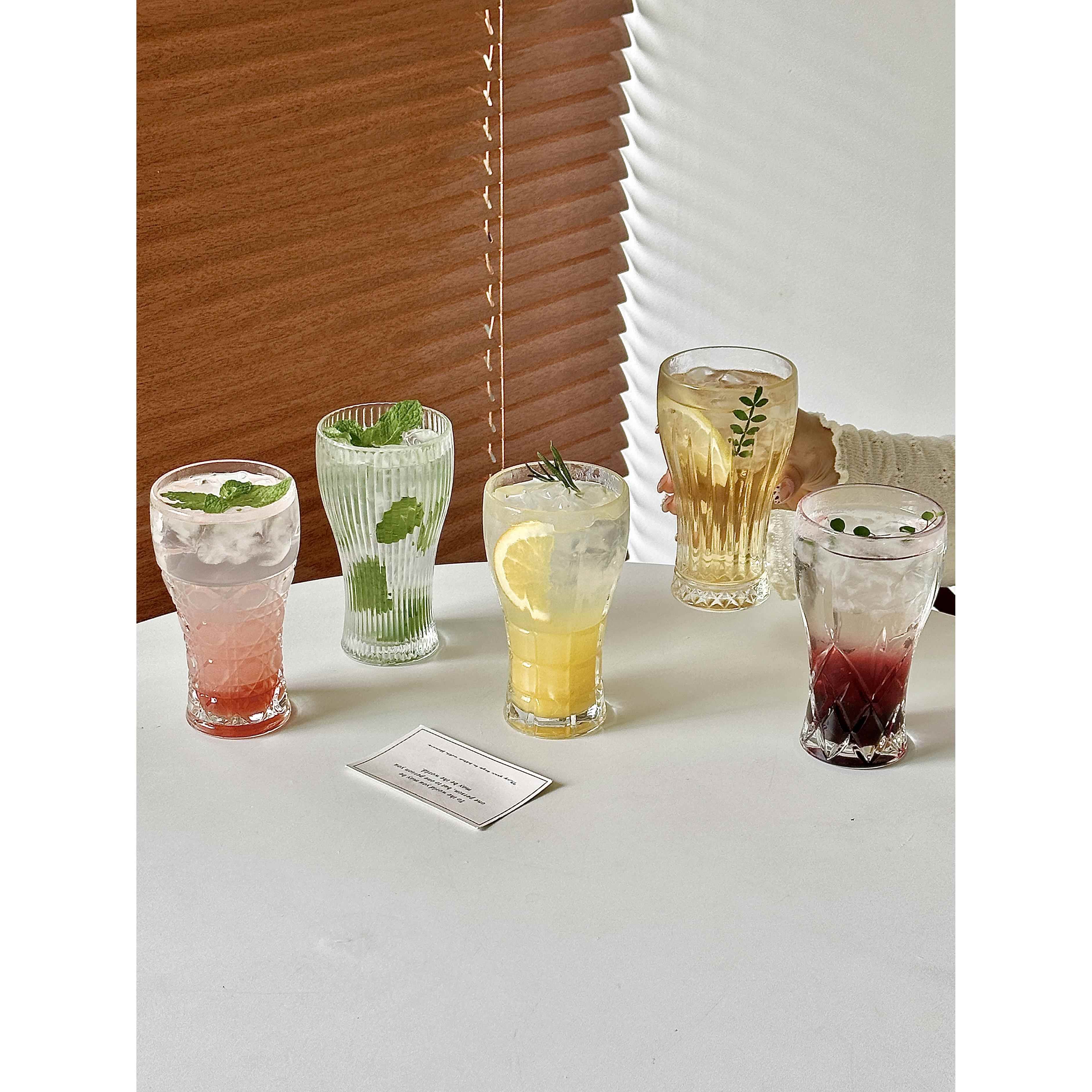 覆古高颜值玻璃杯创意刻花水杯子扎啤杯果汁杯啤酒杯精酿杯饮品杯