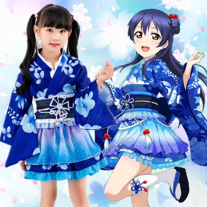 亲子演出服lovelive童装浴衣cosplay女童海未夏日祭觉醒短和服装