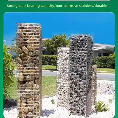 园林景观焊接石笼网墙钢筋镀锌铁笼装饰石笼河护坡床和早餐公园隔