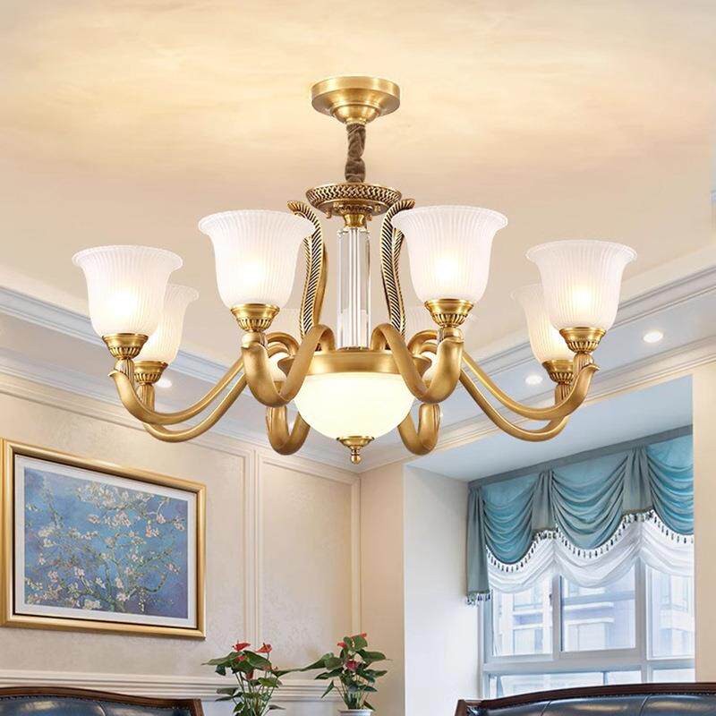 新品美式吊灯全铜客厅灯简约现代奢华大气欧式卧室餐厅灯复古灯具