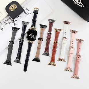 適用于applewatch蘋果手表iwatch78s9代SE金屬土星扣細表帶高級感