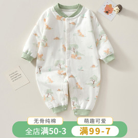 新生婴儿衣服冬季加厚棉衣，保暖服刚出生宝宝，纯棉连体夹棉哈衣爬服