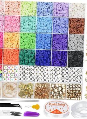 6MM Polymer Clay Beads Set 24 Rainbow Color Flat Chip Beads
