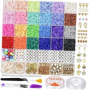 6MM Polymer Clay Beads Set 24 Rainbow Color Flat Chip Beads