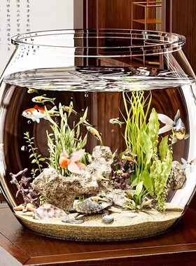 鱼缸透明塑料缸水族箱微景观造景办公室观赏乌龟缸桌面生态缸