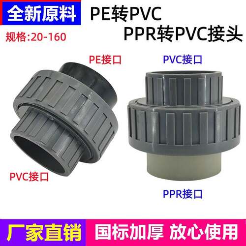 PVC转PE接头PPR转PVC活接黏胶变热熔110/75/63/50pe变pvc水管配件