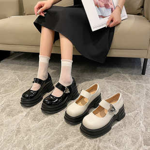 139-20厚底小皮鞋JK浅口日系玛丽珍单鞋宽脚肥脚乐福鞋大码女鞋41