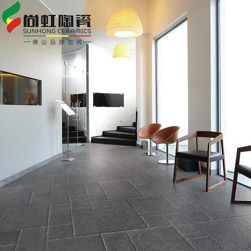 拼接黑色莱姆石瓷砖餐厅名宿防滑地板砖子母砖别墅花园走廊古堡砖