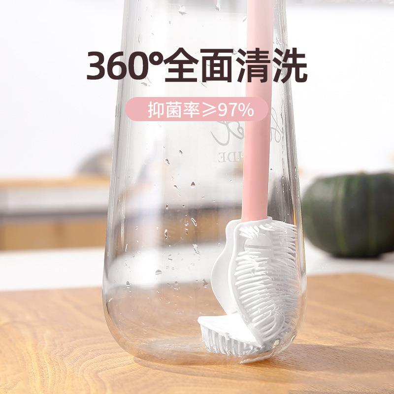 硅胶杯刷长柄水杯清洗神器杯刷海绵刷子奶瓶刷洗杯度旋转海绵
