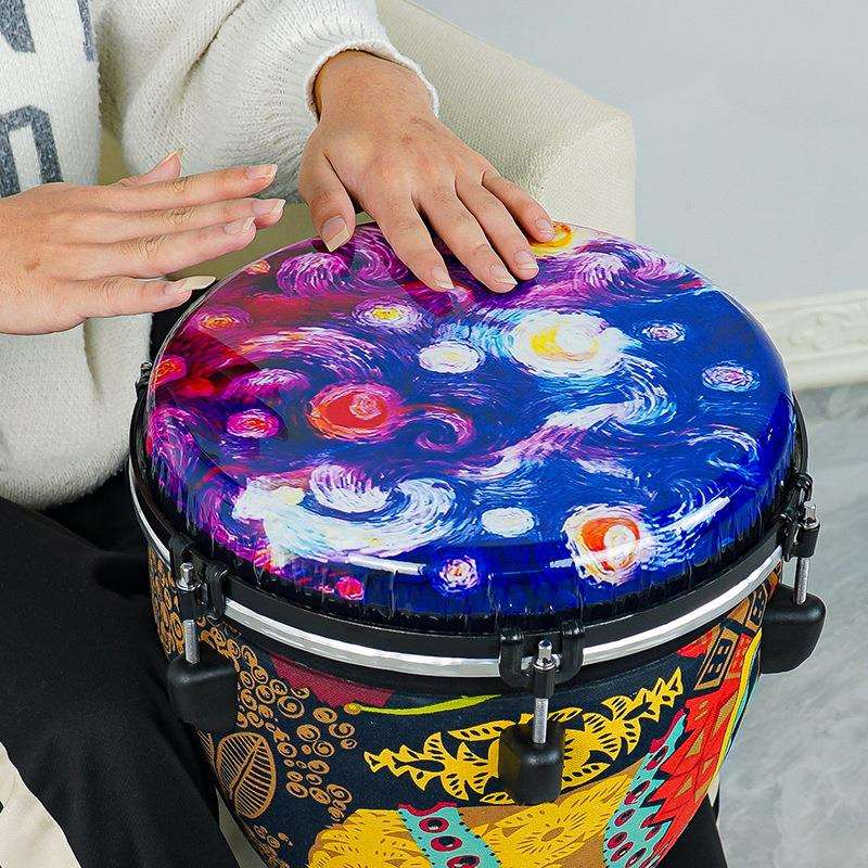 非洲鼓12寸免调音可绑绳手鼓初学专业打击乐器轻质鼓可调音手鼓