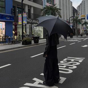 哥特长柄伞晴雨两用亚文化暗黑系lolita雨伞女自动遮阳伞黑胶防晒