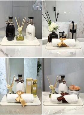 现代样板间大理石瓷砖家居摆饰卫浴软装饰品化妆室展厅浴室柜托盘