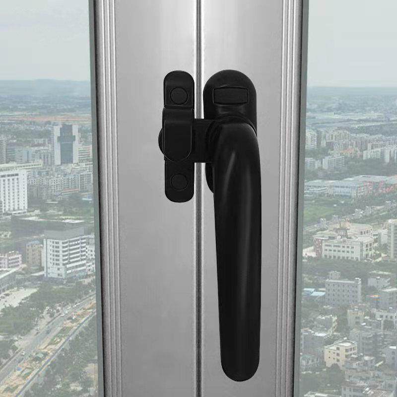50型铝合金窗户拉手平开窗七字执手外开窗带锁扣把手塑钢门窗配件