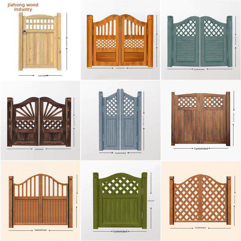 花园木门碳化防腐木栅栏围栏门户外庭院围墙院子篱笆护栏双开木门