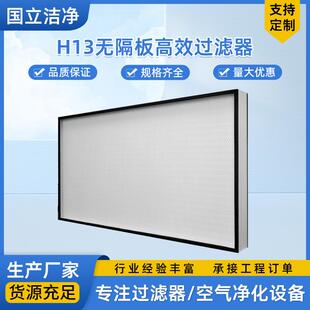 H13无隔板过滤器空气过滤器洁净工程空气过滤器H13无隔板过滤器