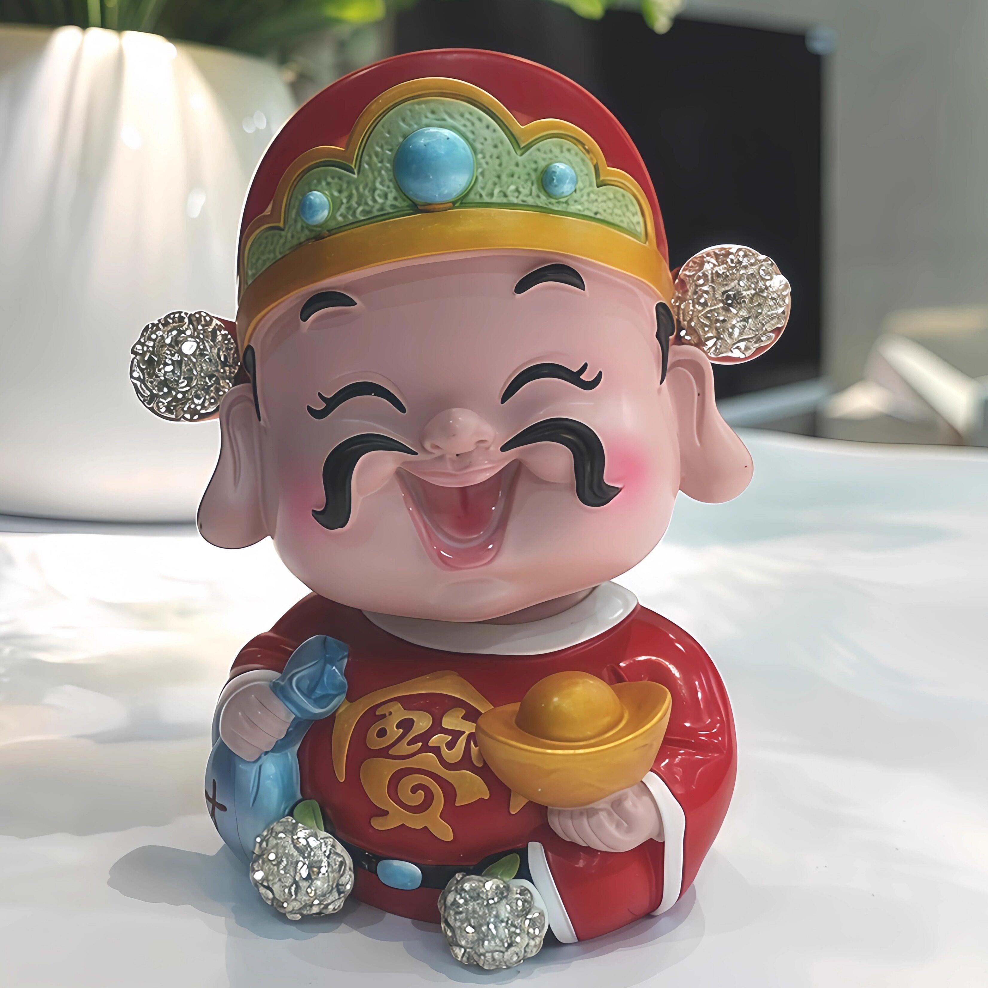 汽车装饰品摆件高颜值镶钻元宝财神爷装饰品高级感超治愈家居饰品