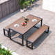 工业风铁艺户外庭院阳台桌椅露天室外防晒防水茶餐桌塑木桌椅组合
