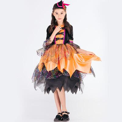 Halloween Kids Masquerade Princess Costume Pumpkin Witch